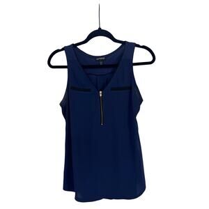 Express Navy Blue Preppy Half Zip Business Casual Tank Top Size Women's XS